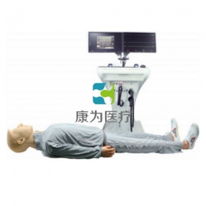 “康為醫(yī)療”綜合仿生急救技能訓(xùn)練系統(tǒng)  產(chǎn)品特點： 一. 模擬人特點 頭頸部  模型眼睛可瞬目, 瞬目頻率可調(diào)，瞳孔可根據(jù)病例設(shè)置變化，正常狀態(tài)下可進(jìn)行瞳孔對光反射 模型人可根據(jù)病例設(shè)置發(fā)出人聲 氣道管理：逼真的口、鼻、舌、牙齦、咽、食管、會厭，模擬清除呼吸道異物，支持仰頭抬頸法、仰頭舉頦法、雙手抬頜法三種方式開放氣道?？尚袣夤懿骞苄g(shù)，插管正確與否，顯示屏有提示 可模擬的氣道并發(fā)癥 舌水腫 、氣道梗阻 頸動脈搏動觸感真實 四肢  包括肱、橈、股、摑、足背動脈搏動 同時練習(xí)血壓、脈搏測量，也可單一練習(xí)，可以